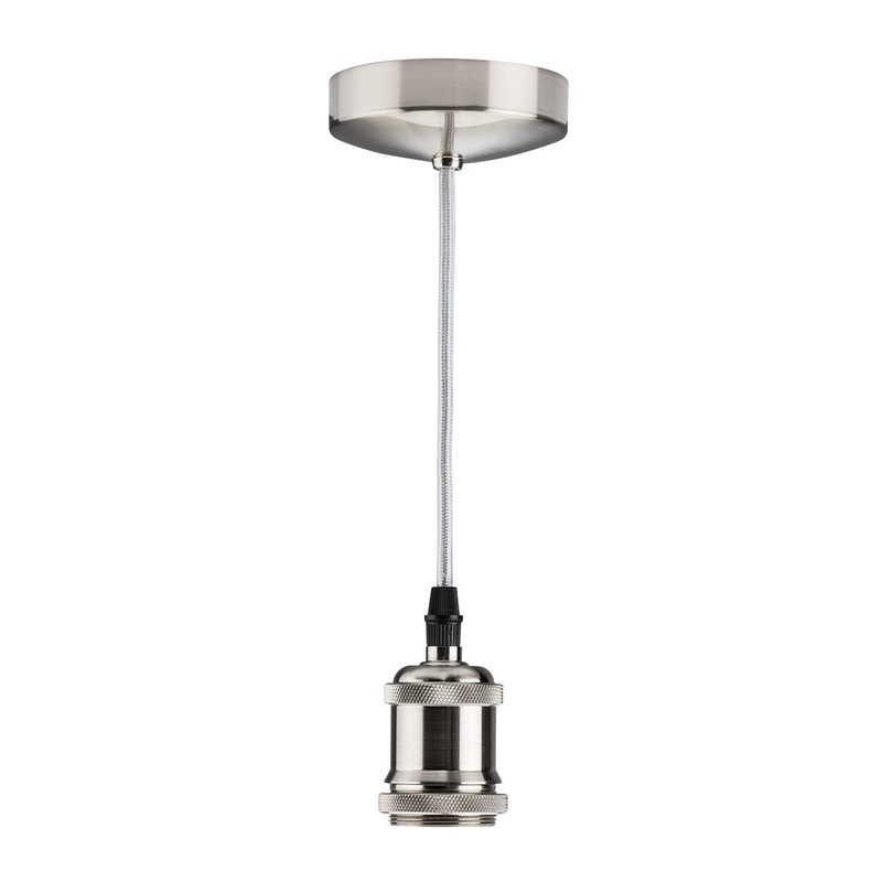 Knightsbridge 6 Inch E27 Vintage Pendant Set in Brushed Chrome