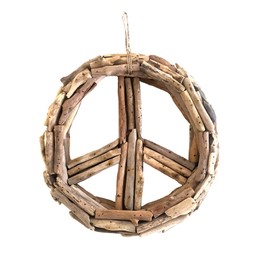 OMA Driftwood Wreath Peace Sign Driftwood Decor Recycled Natural Hand Crafted Driftwood Wall Decor - Large Size