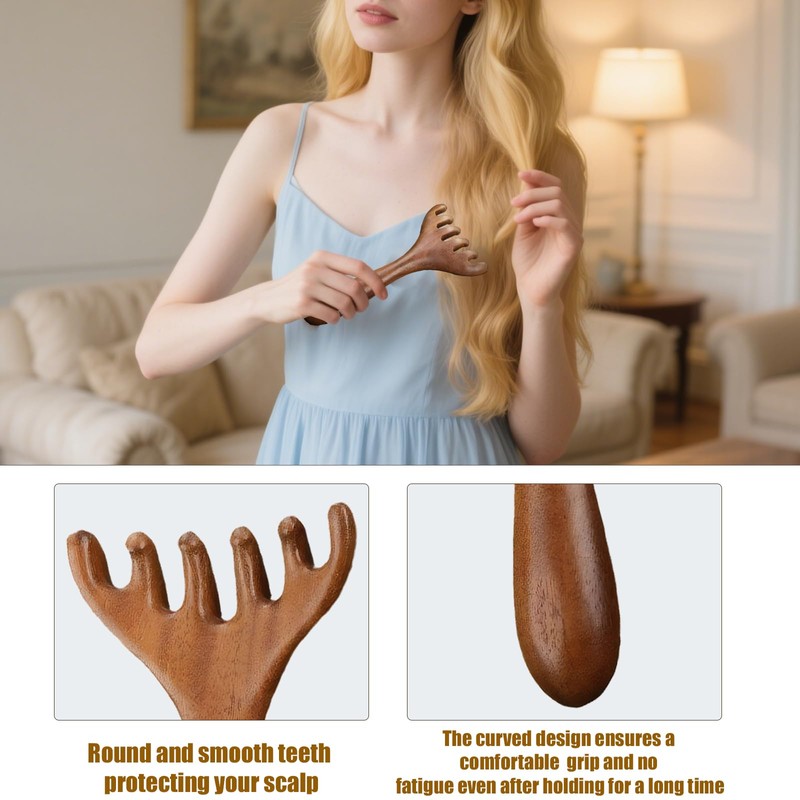 Massage Comb Wood, 2 Packs Massage Comb Made of Meridian