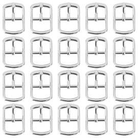 Framendino, Paquete de 20 hebillas metálicas rectangulares plateadas de una sola punta, para zapatos, zapatos, bolsos, cinturón de piel, Plateado (sliver), Small
