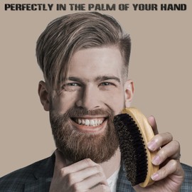 Aosina Wave Brush for Men - Beech Wood & Black Boar Bristle Brush for Cultivating Beards, Hair Waves, and Wolfing