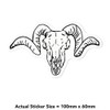 Small 100mm 'Ram Skull' Clear Static Window Cling Sticker/Decal (Black)