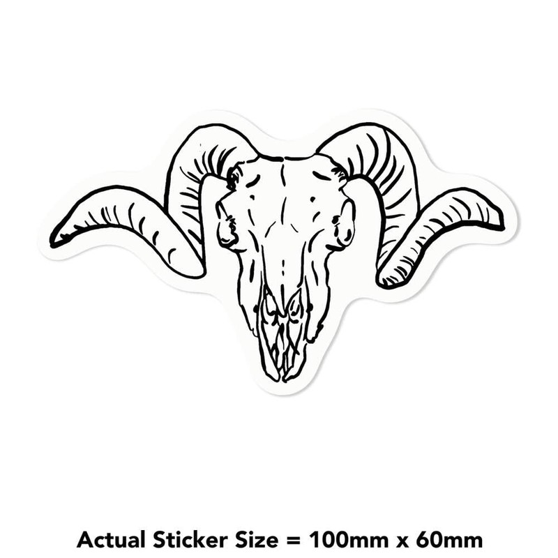 Small 100mm 'Ram Skull' Clear Static Window Cling Sticker/Decal (Black)