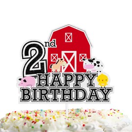 Decoración para tartas de animales de granja para niños y niñas, baby Show, 2º cumpleaños, vaca, caballo, granja, decoración de fiesta, suministros domésticos para decoración de pasteles, animación a 2 años