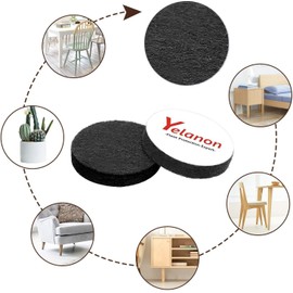 Yelanon Felt Furniture Pads -182 Pcs Premium Felt Pads for Chair Legs Furniture, Floor Protectors for Hardwood Floors, Black