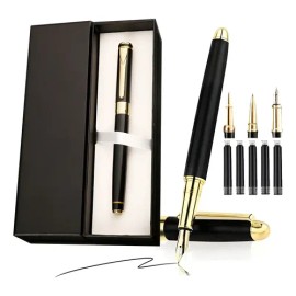 Plumas Fuente Metalica Acero Inox Alta Calidad+elegante Caja