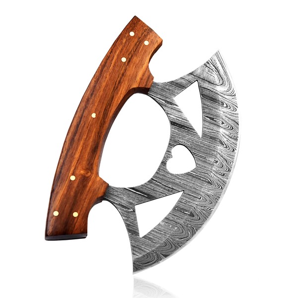 Damascus Alaskan Ulu Knife | Handmade 5.75" Alaska Knives Pizza