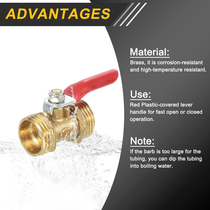sourcing map 4Pcs Brass Water Mini Ball Valve Shut Off