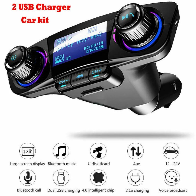Batery Connection Bluetooth Car FM Transmitter MP3 Player Hands free