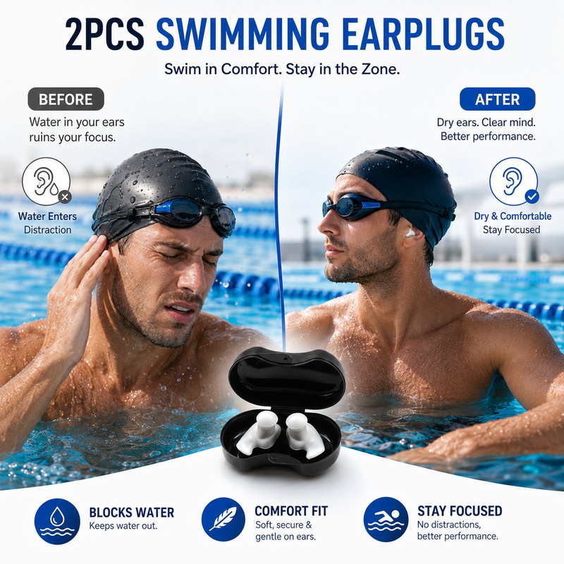 Reusable Silicone Swimming Earplugs for Water Sports – Waterproof Ear