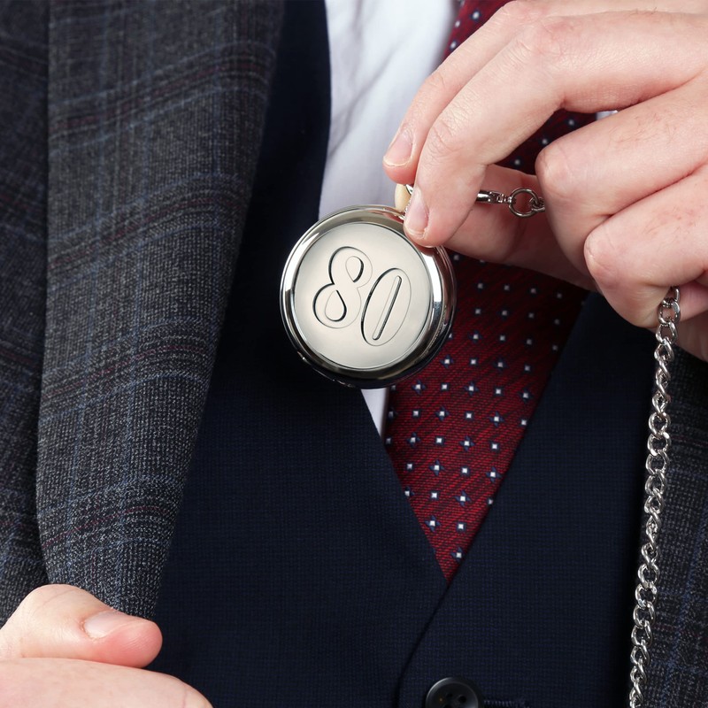 Men's 80th Birthday Pocket Watch Gift Eightieth 80 Dad Grandad