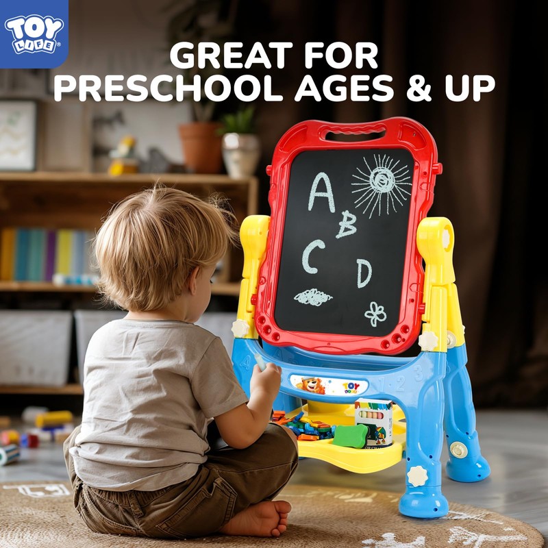 STEAM Life Large Art Easel for Kids, Double-Sided 4In1 Toddler