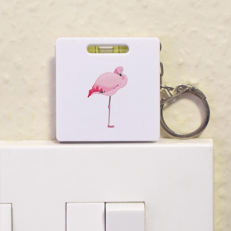 Azeeda 'Sleeping Flamingo' Keyring Tape Measure/Spirit Level Tool (KM00014443)