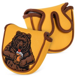LZFAN Golf Club Head Cover Golf Head Cover Driver Headcover Fairway Wood Headcover Hybrid Club Head Cover Golf Blade Mallet Putter Cover Beer Bear