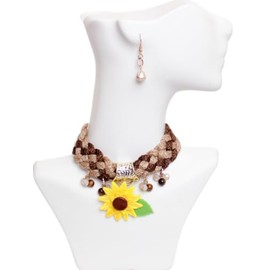 Collares para mujer Vetta accesories Collar cafe con girasolCollares artesanales mexicanos para mujer Artesanias mexicanas hechas a mano