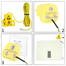 Minadax Grounding Equipment for Flooring - Wall Mounting - M5 Screw Connection for Connection Eyelets - Innovative ESD Protection - 1 Megaohm Safety Resistor