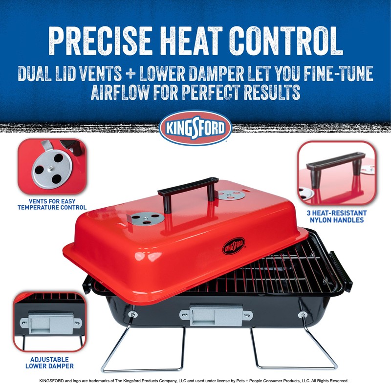 Kingsford Tabletop Charcoal Grill, Portable, Compact Grilling and BBQ, 17"