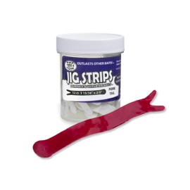 Fat Cow Jig Strips Fork Tail 3 15/16" - 40X Stronger Than Soft Baits - 12 ct (Blood Red)