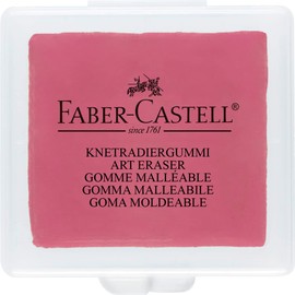 Faber-Castell Goma Moldeable Para Obras de Arte conservando su capacidad de borrar sin manchar, viene en Varios Colores (Rojo, Azul y Amarillo) y viene en una práctica caja de plástico