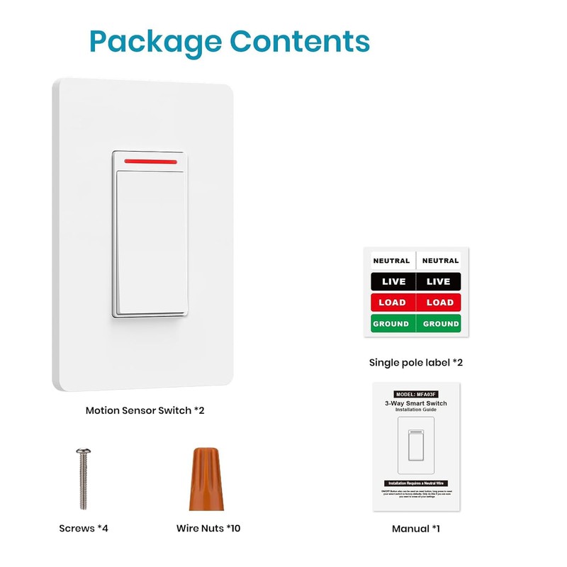 Milfra Smart Light Switch Single-Pole,Smart Switch 2024 New Model 10A,Compatible