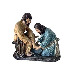 Lavatorio De Pies 8" Jesus Washing His Disciple's Feet Religious Figurine, New