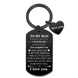 To My Man Keychain Gift for Boyfriend Father's Day Birthday Anniversary Valentines Day Gifts for Men Love Gifts for Him Men Husband Groom Fiance I Love You Present