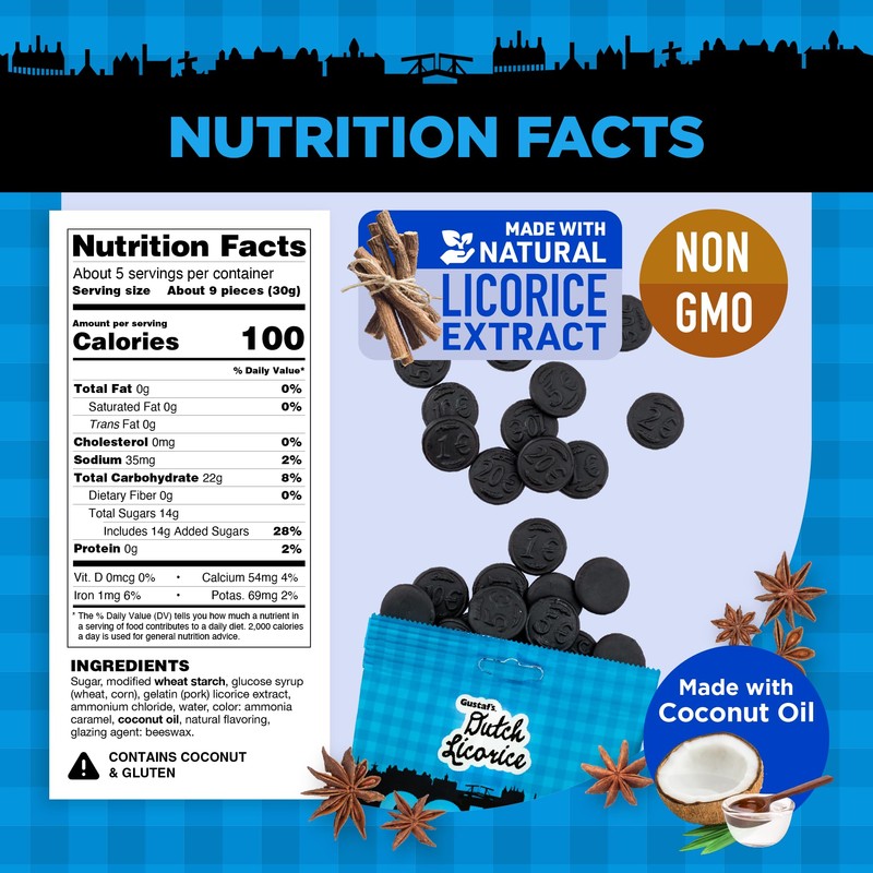 Gustaf's Salted Dutch Licorice Coins - 12 Pack of 5.2oz