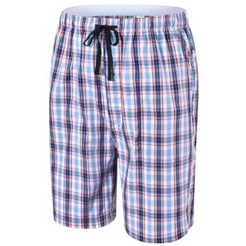 MoFiz Men's Plaid Pajama Shorts 3-Pack Cotton Sleep Lounge Shorts Soft Lightweight Pj Bottoms Summer Night Home Shorts with Pockets Button Fly 2XL
