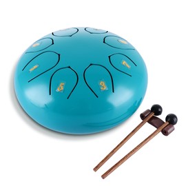 LOLYSIC Rain Drum for Outside, Steel Tongue Drum 8 Notes 6 Inch with 2 Mallets, Rain Drum for Garden, Drum Steel Percussion, Sound Healing Instruments for Musical Education Meditation Accessories