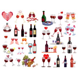 Seasonstorm Red Wine Aesthetic Precut Cute Aesthetic Diary Travel Paper Journal Stickers Scrapbooking Stationery Sticker Flakes Art Supplies (PK910)