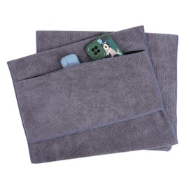 Risipu Fitness Towel, Sports Towel, 100 x 40 cm, Microfibre Sports Towel with Zip Pocket for Gym and Training, Gym Towel (Grey/Black)