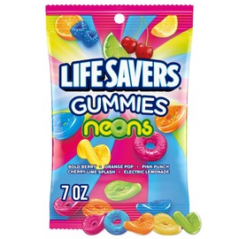 LIFE SAVERS Neons Gummy Candy Variety Pack, Assorted Fruity Candy Snacks, 7 oz Bags (Pack of 12)