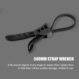 Llave de correa de 500 mm Tapas de frascos de goma Apretar Aflojar Herramienta de plomería Llave de filtro de aceite universal Herramienta de fabricación de tamaños de orificios múltiples Llave de fil