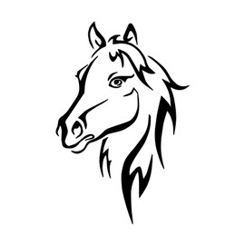 Bargain Max Decals Horse Head Outline Decal Notebook Car Laptop 5.5" (Black)