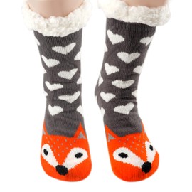 Cuddly Socks Women's Stopper Socks 35-38, Non-Slip Socks Women with ABS Sole, Warm Fluffy Socks, House Socks with Inner Terry Towelling, Winter Socks, Hut Socks, Christmas Socks for Women and Girls,