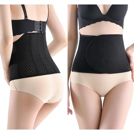 SUJAYU Abdominal Binder Post Surgery, Breathable Belly Band Postpartum Belly Wrap, C Section Belly Binder Abdominal Binder Hernia Belt for Women, Back Support Belt for Women (Black, Large)