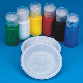 S&S Worldwide Color Splash Acrylic Paint, 6 Colors, 3/4-oz Flip-Top Bottle, For Arts & Crafts, Wood, Paper Mache, Bisque, Canvas, Kids & Adults, Quick Dry, Permanent, w/Paint Cups,Multicolor, Set of 6