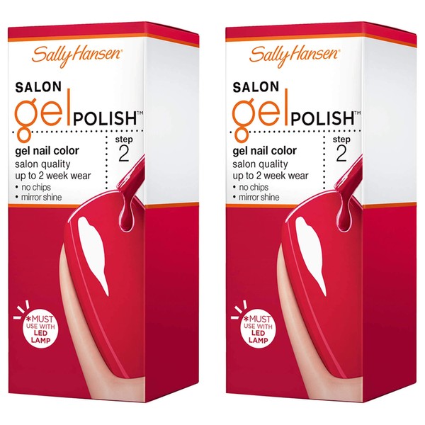 Sally Hansen Salon Gel Polish Nail Lacquer, Red My Lips, 0.25 Fl Oz, Pack of 2