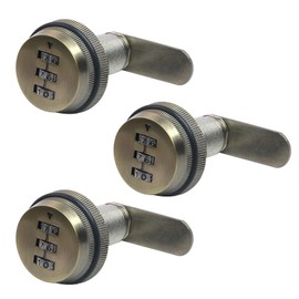Oedema 3 Pack Combination Cam Lock 1-1/8" Combination Cabinet Lock Bronze Cabinet Locks with Combination for 0.59"-0.9" Panel Thickness Mailbox, Cabinet Storage, Drawer, Zinc Alloy