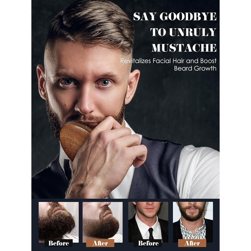 Bituemly Beard Brush, Natural Boar Bristles Beard Brush for Men