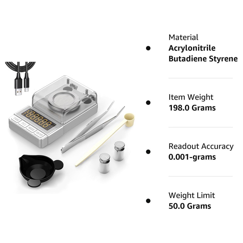 MAXUS MAXUS Milligram Scale 100g/0.001g Sliver, Mg Scale with 20g