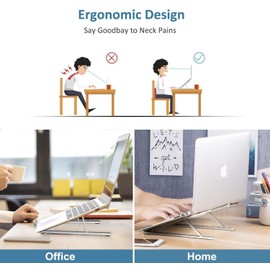 Soporte para Laptop, Aluminum Soporte Portátil, Plegable y Ajustable Laptop Soporte de ventilado, Altura Ergonómica para Portátiles y Tabletas