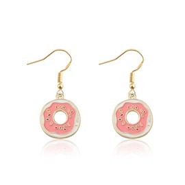 BNQL Donut Earrings Gifts Donut Lover Gif Dangle Cartoon Cute Gifts Donut Earring Desserts Earrings, Large, Sterling Silver, No Gemstone