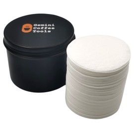 Gemini 53mm Espresso Filter Paper - Espresso Filter Puck Screen Portafilter Paper - Espresso Filter Screen with Metal Storage Box Compatible with Breville 54mm Portafilters Baskets - 250 Sheets