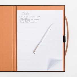 U Brands Environmentally Friendly Linen Padfolio, Black and Terracotta