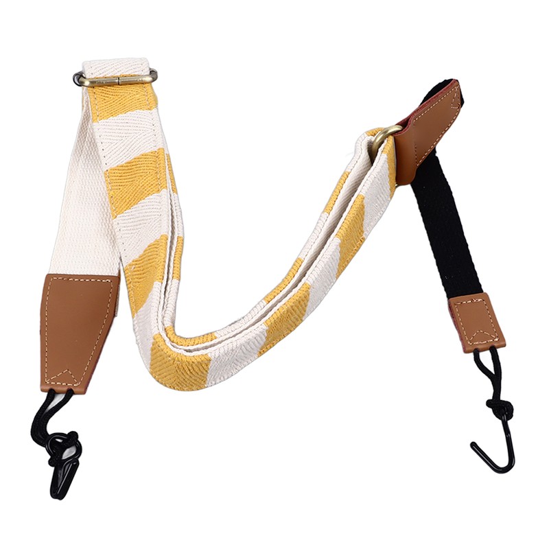 Ukulele Strap Cotton Adjustable Grid Pattern Hole Free Installation Belt