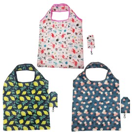 FAVORTALK Shopper Bag 3 Pcs Foldaway Lemon Pattern Shopping Bags Reusable Washable Shopping Bag Large Capacity Lightweight Groceries Bags for Daily Shopping Groceries - 8312