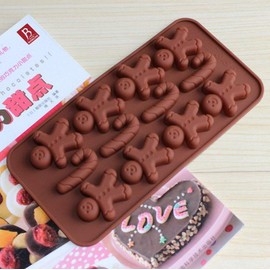 2-Pack Gingerbread Man Chocolate Molds Set - MoldFun Christmas Party Gingerbread Man Silicone Molds for Ice Cubes, Soaps, Candles, Muffins, Cookies, Jello Shots