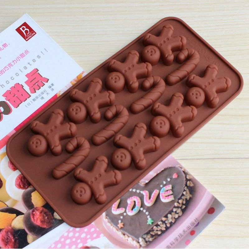 2-Pack Gingerbread Man Chocolate Molds Set - MoldFun Christmas Party