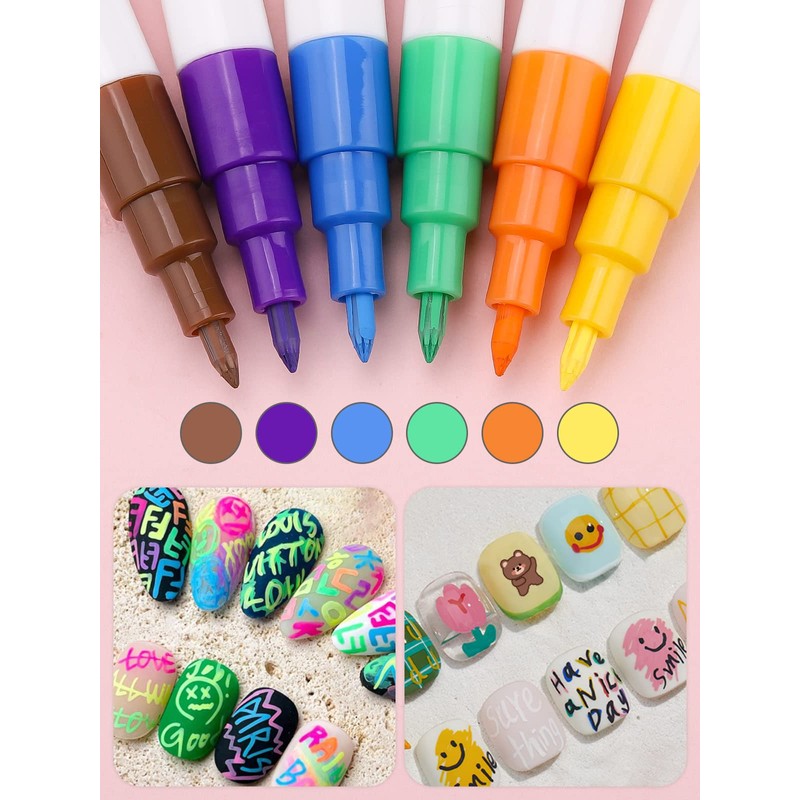 6 Color 3D Nail Art Pens Set, Kalolary Nail Point